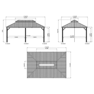 Aetherdome 12x18 FT Aluminum Hardtop Gazebo with Double Roof, Curtains & Netting