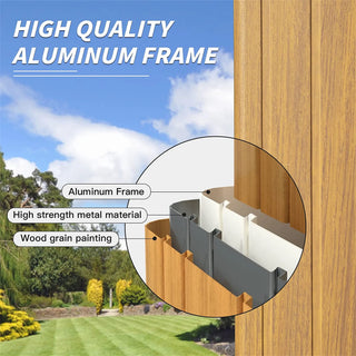 Aetherdome Wood-Look Aluminum Pavilion Hardtop Gazebo with Galvanized Steel Double Roof, Curtains & Netting