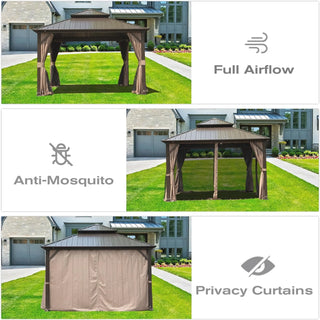 Aetherdome 12x12 FT Aluminum Hardtop Gazebo with Double Roof, Curtains & Netting