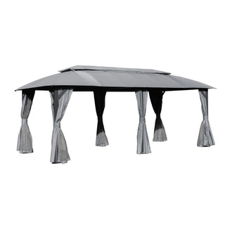 Aetherdome Heavy Duty Outdoor Gazebo with Double Roof, Curtains & Netting