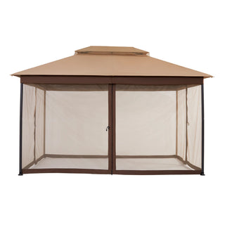 10x13 FT Outdoor Gazebo with Iron Frame & Double Roof Canopy