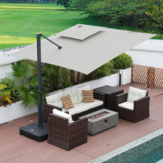 10 FT Aluminum Patio Cantilever Umbrella with Removable Light Strips