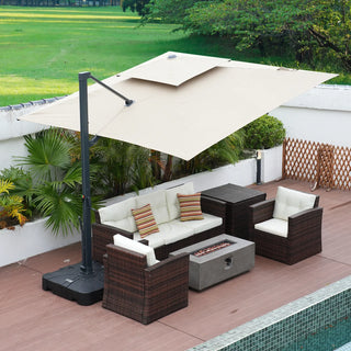 10 FT Aluminum Patio Cantilever Umbrella with Removable Light Strips