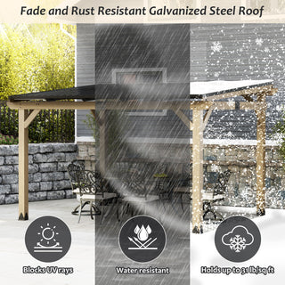 AeroEave Outdoor Cedar Wooden Hardtop Gazebo with Pitched Galvanized Steel Roof
