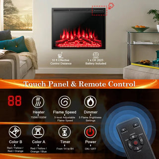 34/37" Electric Fireplace Recessed with Adjustable Flames