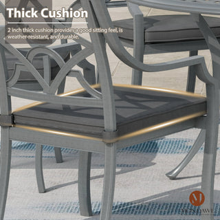 Outdoor Cast Aluminum Dining Armchair with Weather-Resistant Cushion