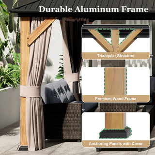Aetherdome 12x20 FT Outdoor Cedar Wood Frame Gazebo Galvanized