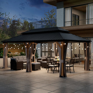 Aetherdome 12x20 FT Outdoor Cedar Wood Frame Gazebo Galvanized