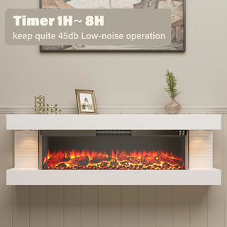 50" Wall Mounted Electric Fireplace with Remote