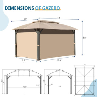 Aetherdome Heavy Duty Outdoor Gazebo with Double Roof, Curtains & Netting