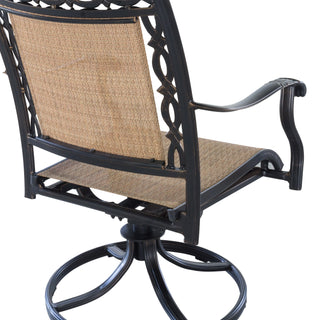5-Piece Cast Aluminum Patio Dining Set with Swivel Chairs & Round Table – Brown