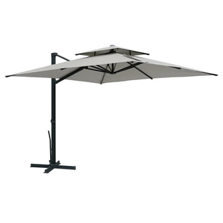 10 FT Aluminum Patio Cantilever Umbrella with Removable Light Strips