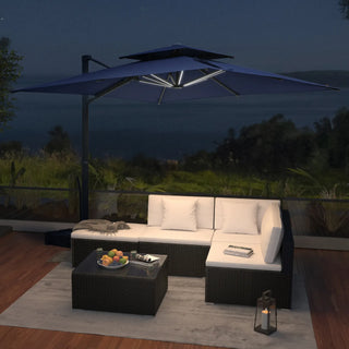 10 FT Aluminum Patio Cantilever Umbrella with Removable Light Strips