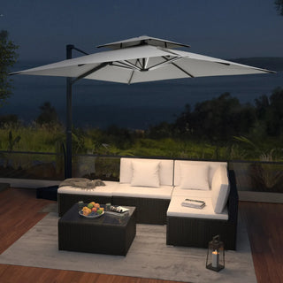10 FT Aluminum Patio Cantilever Umbrella with Removable Light Strips