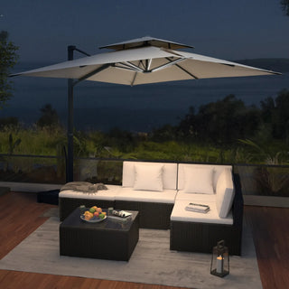 10 FT Aluminum Patio Cantilever Umbrella with Removable Light Strips