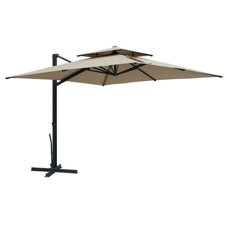 10 FT Aluminum Patio Cantilever Umbrella with Removable Light Strips