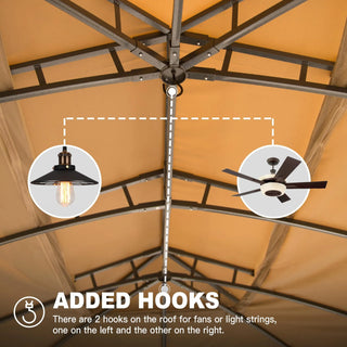 Aetherdome Heavy Duty Outdoor Gazebo with Double Roof, Curtains & Netting