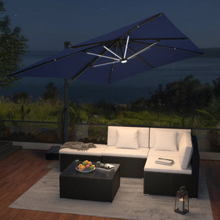 10x13 FT Aluminum Cantilever Umbrella with Base & Removable Lights