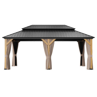 Aetherdome 12x20 FT Outdoor Cedar Wood Frame Gazebo Galvanized