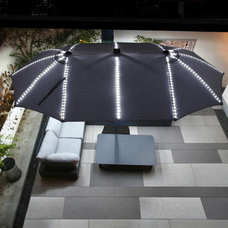 Rectangular Dual-Sided Patio Fiberglass Ribs Umbrella with LED Lights 15 FT