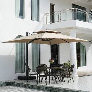 10x13 FT Aluminum Cantilever Umbrella with Base & Removable Lights