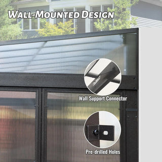 Aluminum Lean to Gazebo Sun Room with 2 Lockable Sliding Doors for Garden Patio Deck