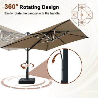 10x13 FT Aluminum Cantilever Umbrella with Base & Removable Lights