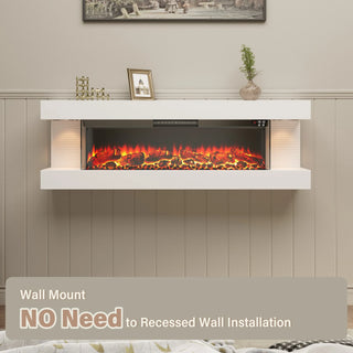 50" Wall Mounted Electric Fireplace with Remote