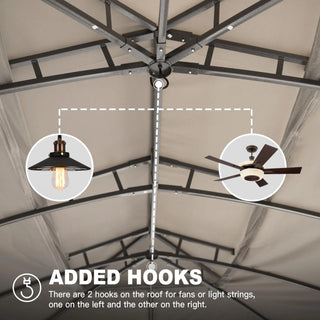 Aetherdome Heavy Duty Outdoor Gazebo with Double Roof, Curtains & Netting