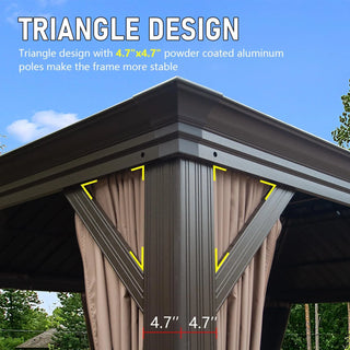 Aetherdome 14x24 FT Aluminum Hardtop Gazebo with Double Roof, Curtains & Netting
