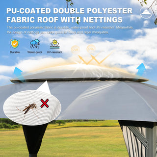 Aetherdome Heavy Duty Outdoor Gazebo with Double Roof, Curtains & Netting