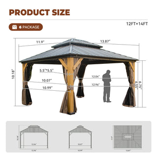 Cedar Frame Gazebo with Galvanized Roof & Curtains