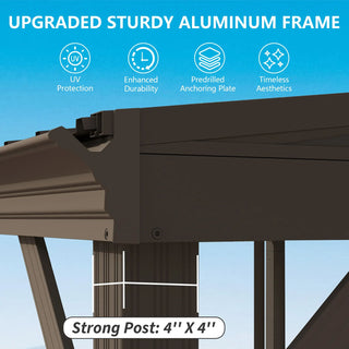 VineLull Hardtop Wall Mounted Pergola with Sloping Galvanized Steel Roof