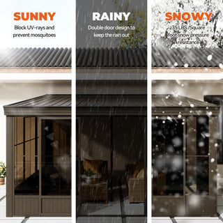All Season Patio Sunroom with Side Door 12x14 FT