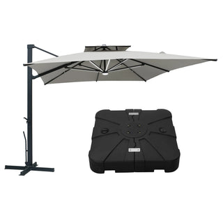 10x13 FT Aluminum Cantilever Umbrella with Base & Removable Lights