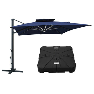 10x13 FT Aluminum Cantilever Umbrella with Base & Removable Lights