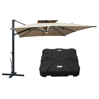 10x13 FT Aluminum Cantilever Umbrella with Base & Removable Lights