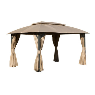 Aetherdome Heavy Duty Outdoor Gazebo with Double Roof, Curtains & Netting