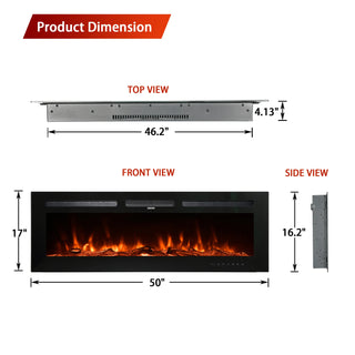 5000 Maximum BTUs Black Fan-forced Electric Heater Fireplace