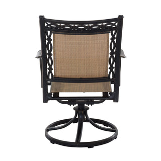 5-Piece Cast Aluminum Patio Dining Set with Swivel Chairs & Round Table – Brown