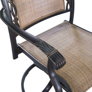 5-Piece Cast Aluminum Patio Dining Set with Swivel Chairs & Round Table – Brown