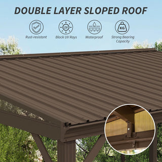 VineLull Hardtop Wall Mounted Pergola with Sloping Galvanized Steel Roof