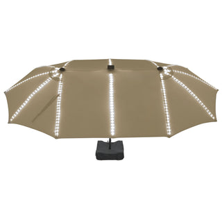 Rectangular Dual-Sided Patio Fiberglass Ribs Umbrella with LED Lights 15 FT