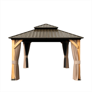 Cedar Frame Gazebo with Galvanized Roof & Curtains