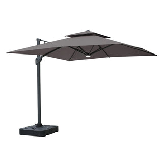 Square Cantilever Patio Umbrella with LED Lights, Aluminum Frame Outdoor Umbrella