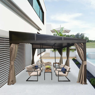 VineLull Hardtop Wall Mounted Pergola with Sloping Galvanized Steel Roof