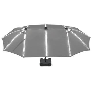 Rectangular Dual-Sided Patio Fiberglass Ribs Umbrella with LED Lights 15 FT