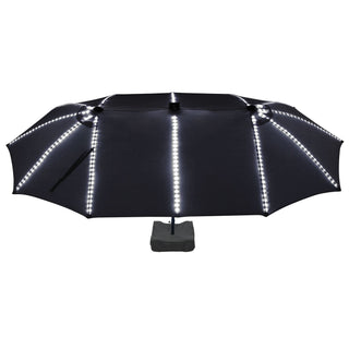Rectangular Dual-Sided Patio Fiberglass Ribs Umbrella with LED Lights 15 FT