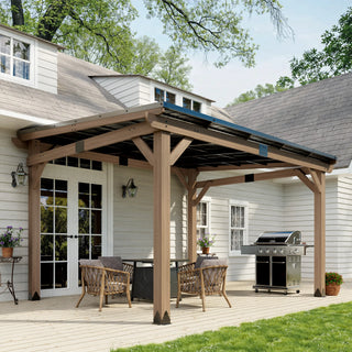 AeroEave Outdoor Cedar Wooden Hardtop Gazebo with Pitched Galvanized Steel Roof