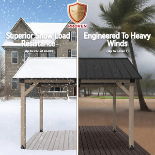 Cedarpinnacle Cedar Wood Gazebo with Steel Gable Hardtop for Patio & Backyard